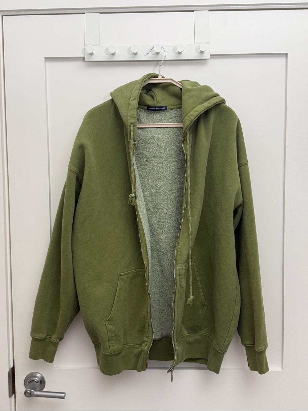 Brandy Melville Sage Green Hooded Zip-Up hoodieo